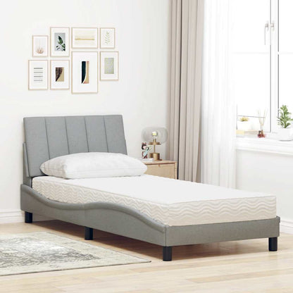 Letto con Materasso Grigio Chiaro 80x200 cm in Tessuto