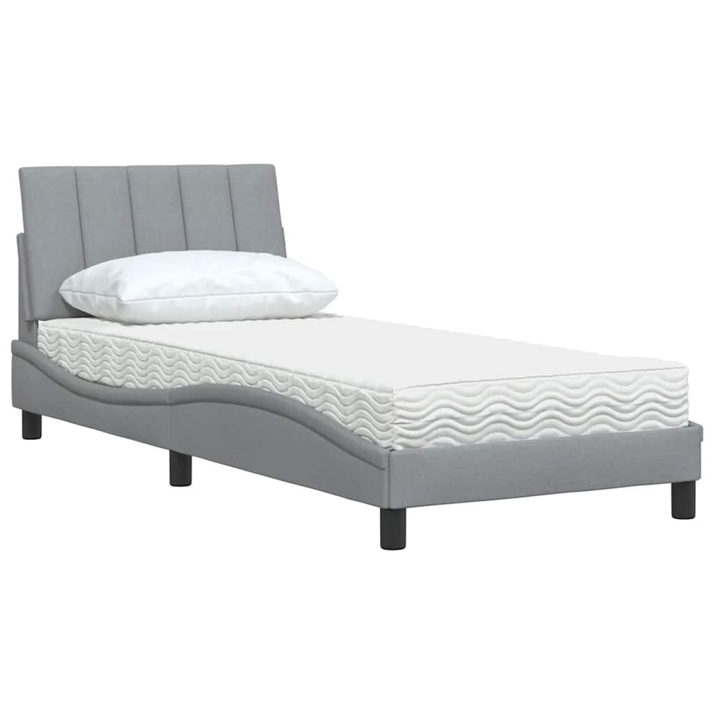 Letto con Materasso Grigio Chiaro 80x200 cm in Tessuto