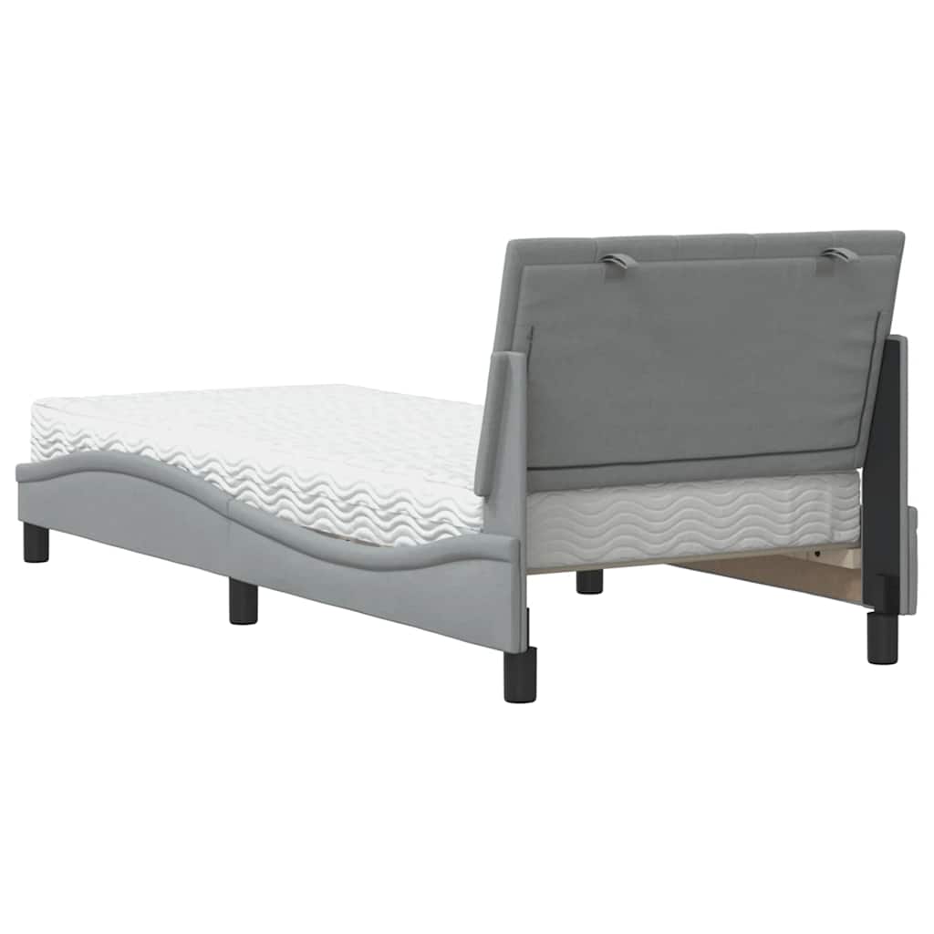 Letto con Materasso Hanko Grigio Chiaro 80x200 cm in Tessuto
