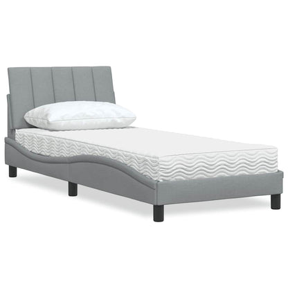 Letto con Materasso Hanko Grigio Chiaro 80x200 cm in Tessuto