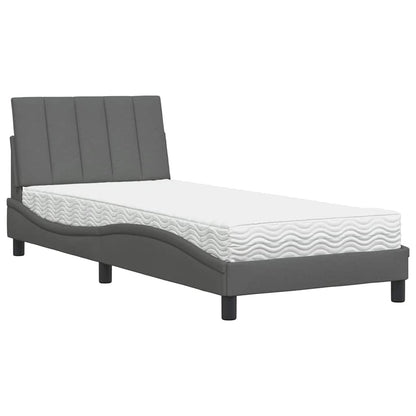 Letto con Materasso Hanko Grigio Scuro 80x200 cm in Tessuto
