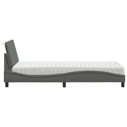 Letto con Materasso Hanko Grigio Scuro 80x200 cm in Tessuto