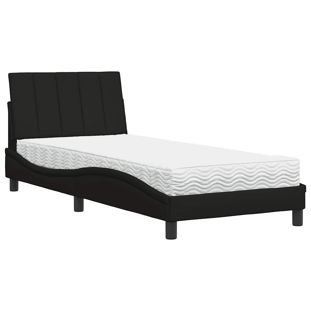 Letto con Materasso Hanko Nero 80x200 cm in Tessuto