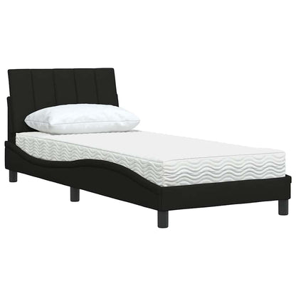 Letto con Materasso Nero 80x200 cm in Tessuto