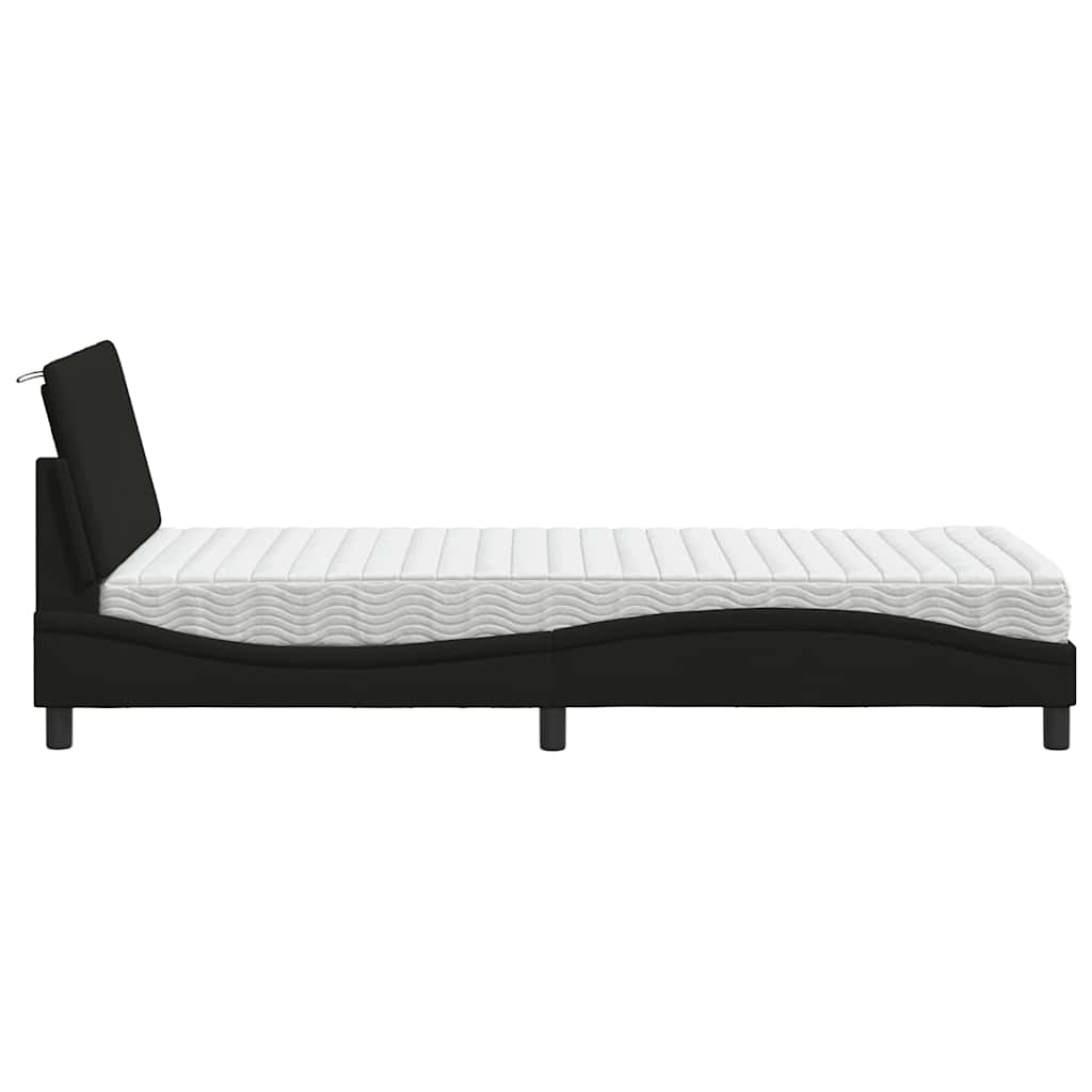 Letto con Materasso Nero 80x200 cm in Tessuto