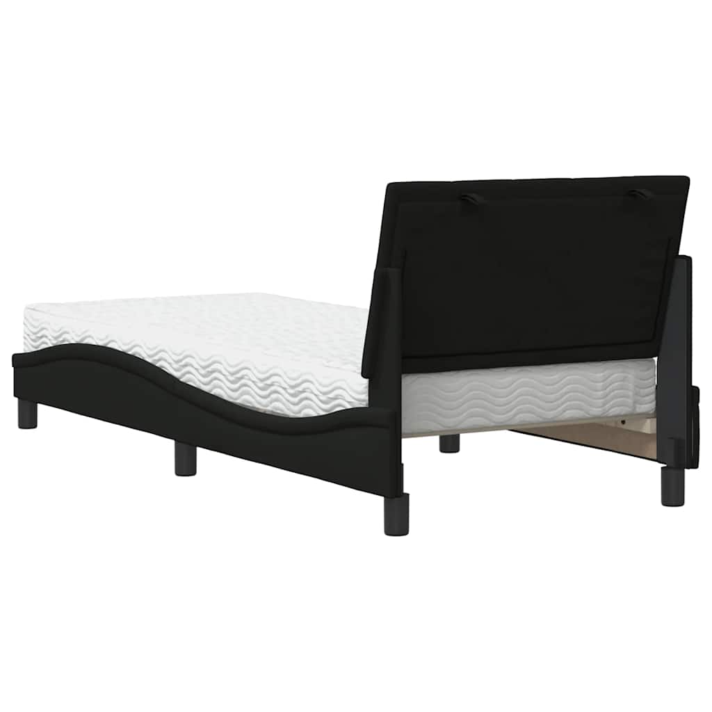 Letto con Materasso Nero 80x200 cm in Tessuto