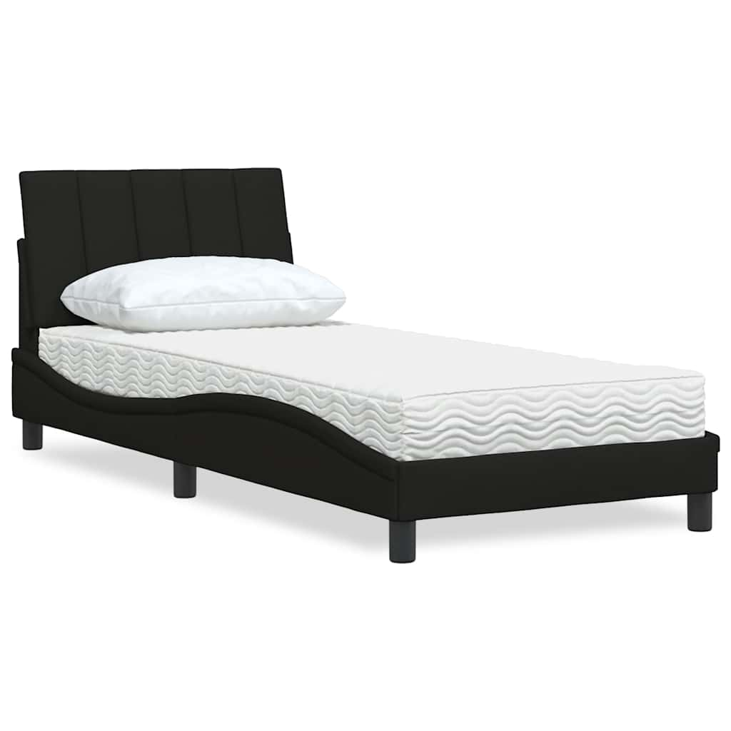 Letto con Materasso Nero 80x200 cm in Tessuto