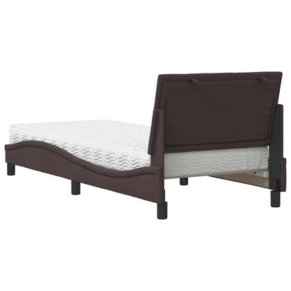 Letto con Materasso Hanko Marrone Scuro 80x200 cm in Tessuto