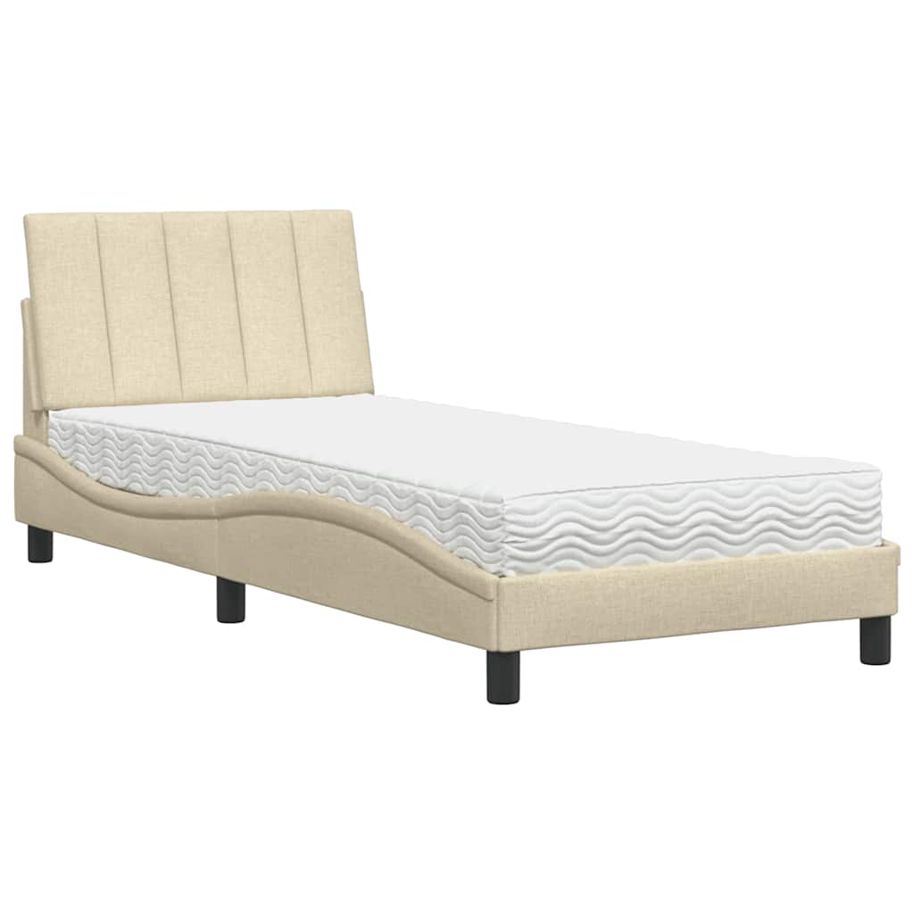 Letto con Materasso Hanko Crema 80x200 cm in Tessuto