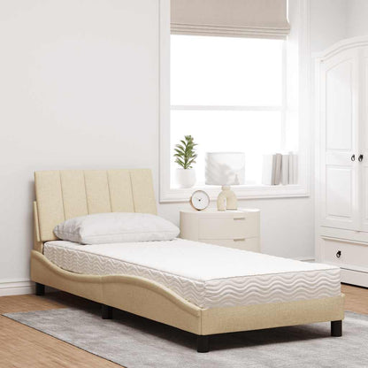 Letto con Materasso Hanko Crema 80x200 cm in Tessuto
