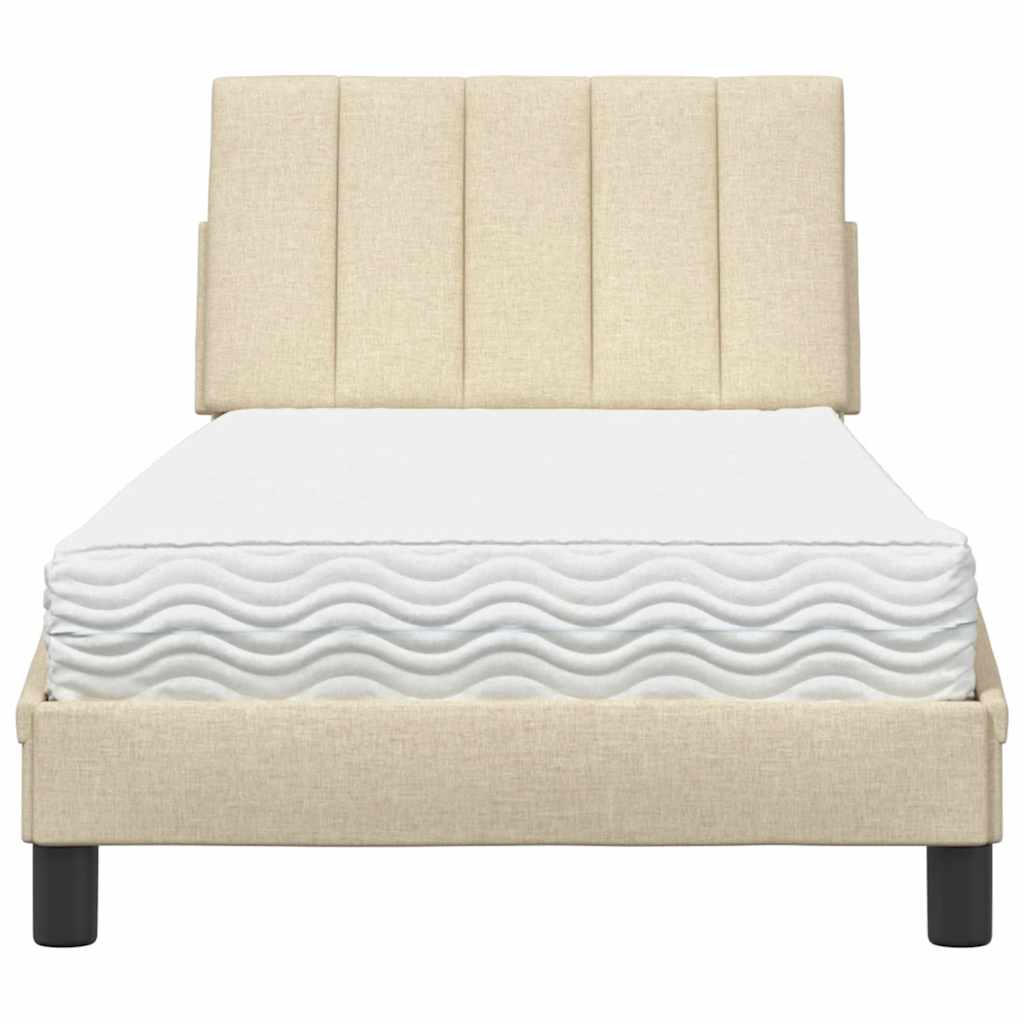 Letto con Materasso Hanko Crema 80x200 cm in Tessuto | homemem39