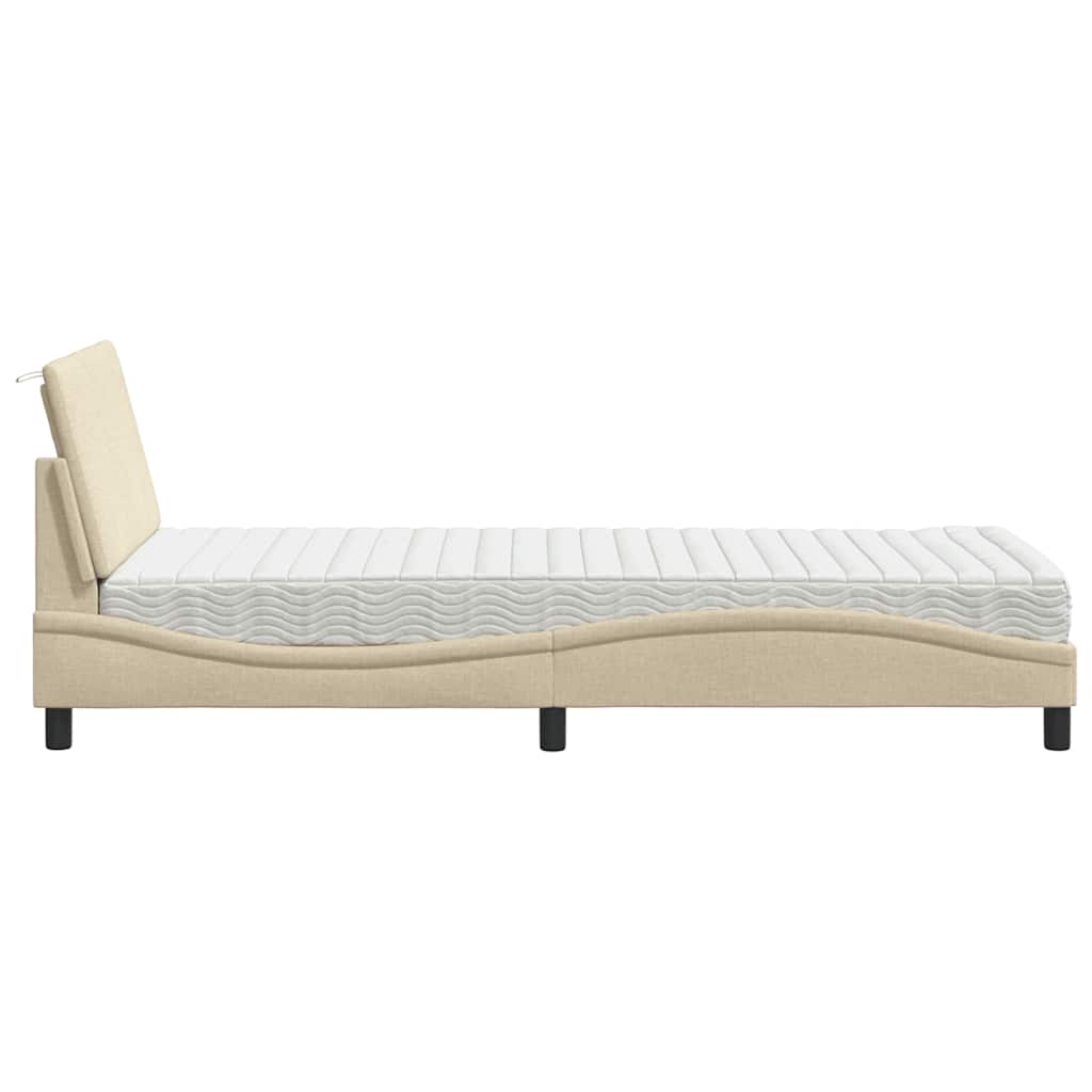 Letto con Materasso Hanko Crema 80x200 cm in Tessuto