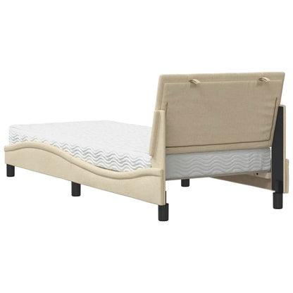 Letto con Materasso Hanko Crema 80x200 cm in Tessuto