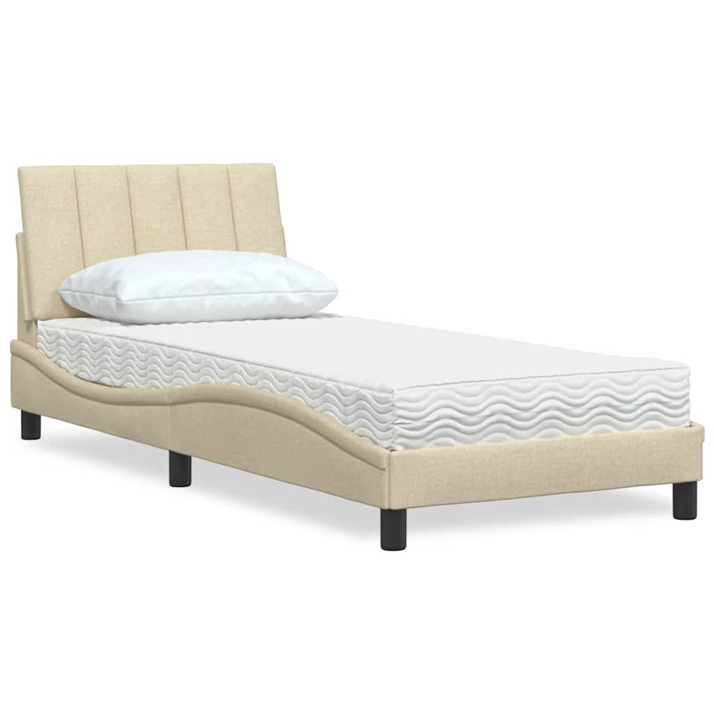 Letto con Materasso Hanko Crema 80x200 cm in Tessuto