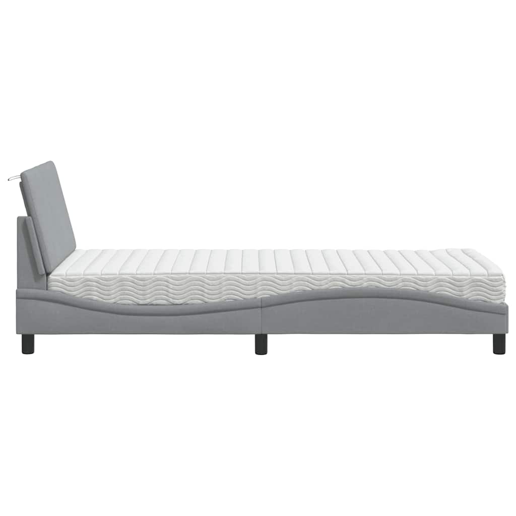 Letto con Materasso Hanko Grigio Chiaro 90x190 cm in Tessuto