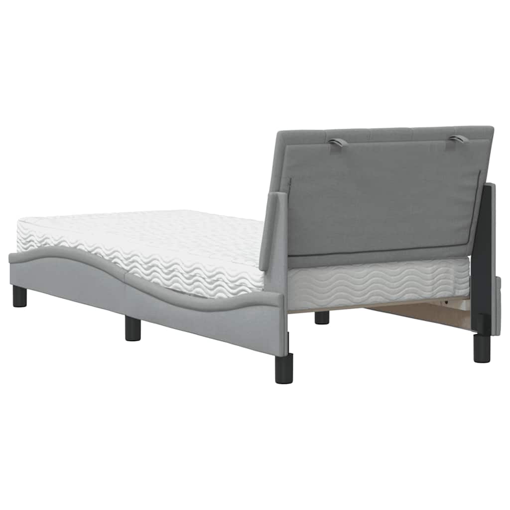 Letto con Materasso Hanko Grigio Chiaro 90x190 cm in Tessuto