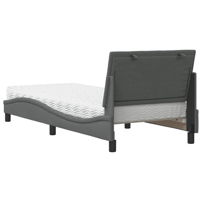 Letto con Materasso Grigio Scuro 90x190 cm in Tessuto