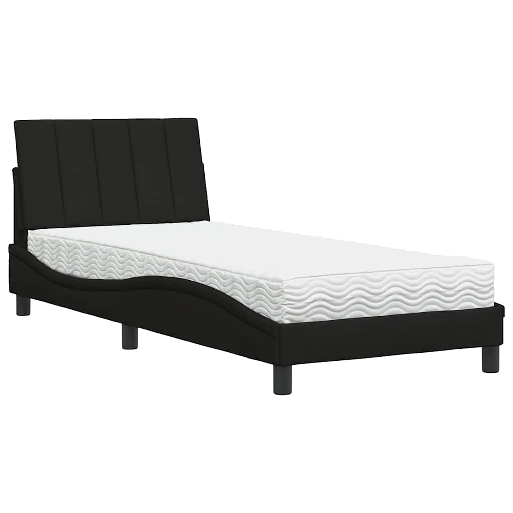 Letto con Materasso Hanko Nero 90x190 cm in Tessuto | homemem39
