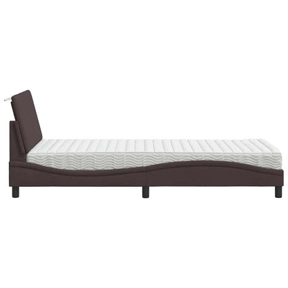 Letto con Materasso Hanko Marrone Scuro 90x190 cm in Tessuto
