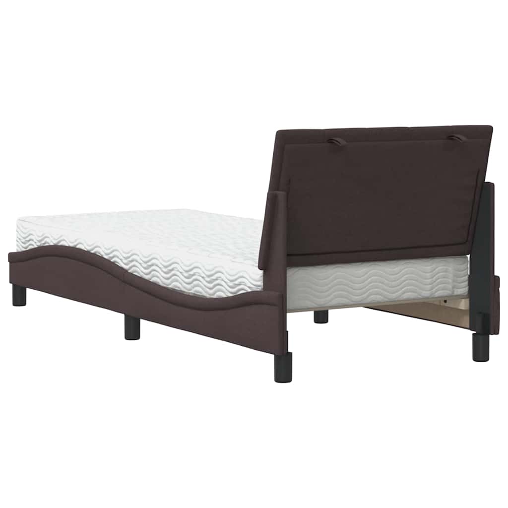 Letto con Materasso Hanko Marrone Scuro 90x190 cm in Tessuto