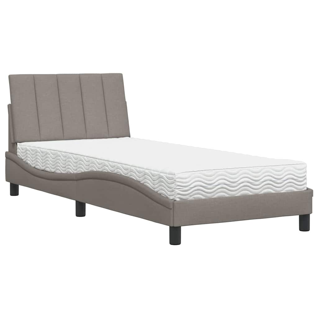 Letto con Materasso Tortora 90x190 cm in Tessuto