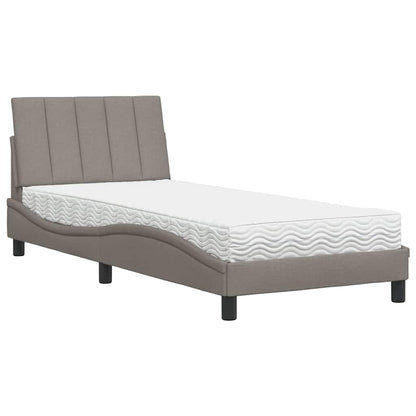 Letto con Materasso Hanko Tortora 90x190 cm in Tessuto