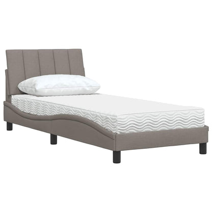 Letto con Materasso Tortora 90x190 cm in Tessuto