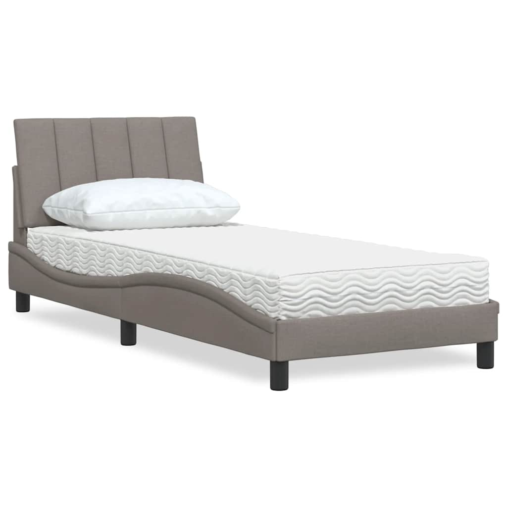 Letto con Materasso Tortora 90x190 cm in Tessuto