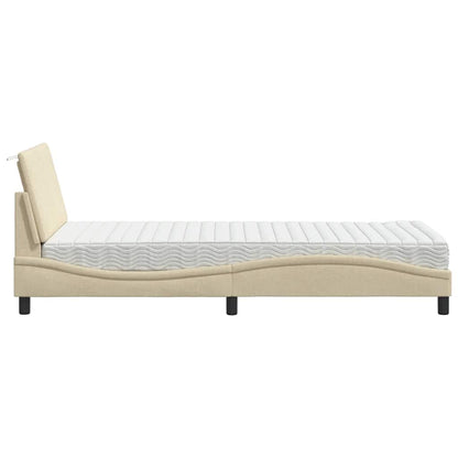 Letto con Materasso Hanko Crema 90x190 cm in Tessuto