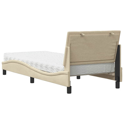 Letto con Materasso Hanko Crema 90x190 cm in Tessuto
