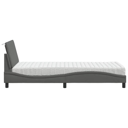 Letto con Materasso Grigio Scuro 90x200 cm in Tessuto