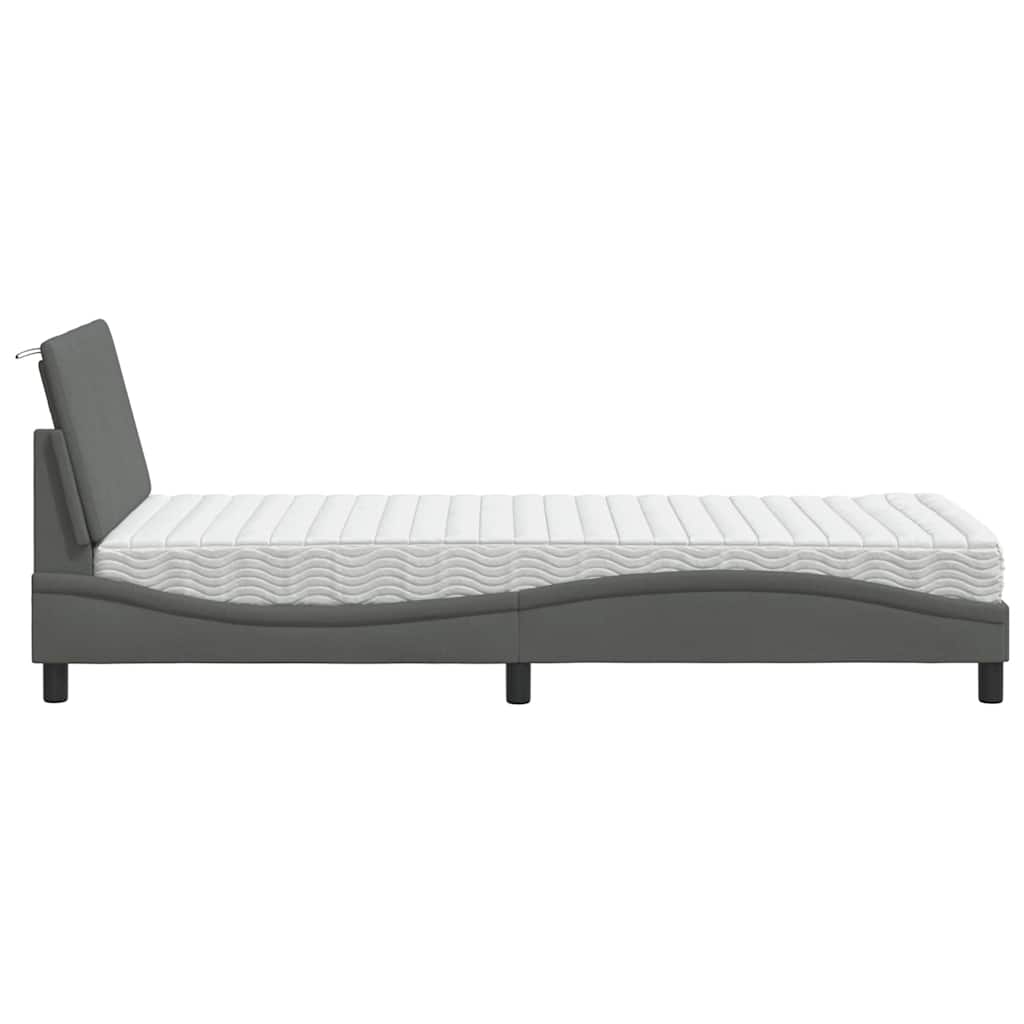 Letto con Materasso Hanko Grigio Scuro 90x200 cm in Tessuto