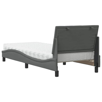 Letto con Materasso Grigio Scuro 90x200 cm in Tessuto