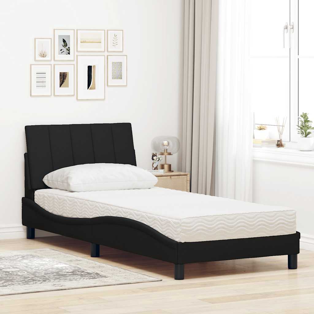 Letto con Materasso Nero 90x200 cm in Tessuto - homemem39