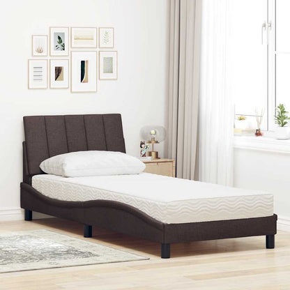 Letto con Materasso Marrone Scuro 90x200 cm in Tessuto - homemem39
