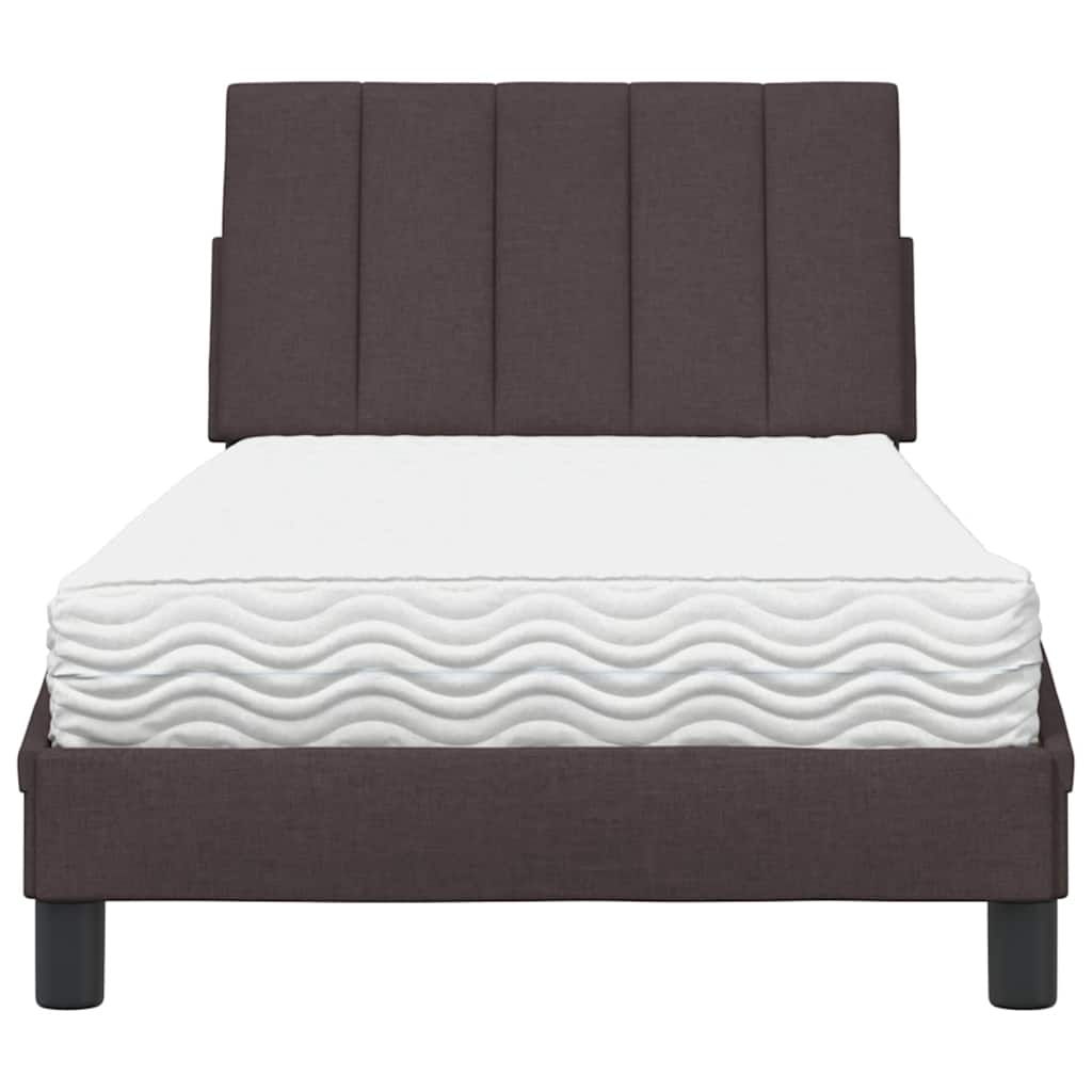Letto con Materasso Marrone Scuro 90x200 cm in Tessuto - homemem39