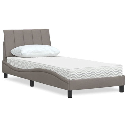 Letto con Materasso Tortora 90x200 cm in Tessuto