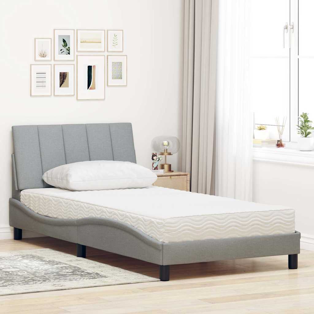 Letto con Materasso Hanko Grigio Chiaro 100x200 cm in Tessuto | homemem39