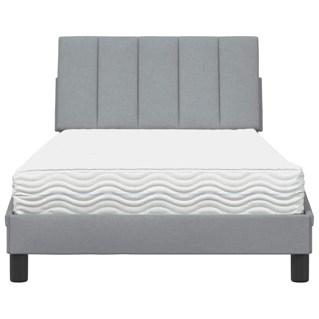 Letto con Materasso Hanko Grigio Chiaro 100x200 cm in Tessuto | homemem39
