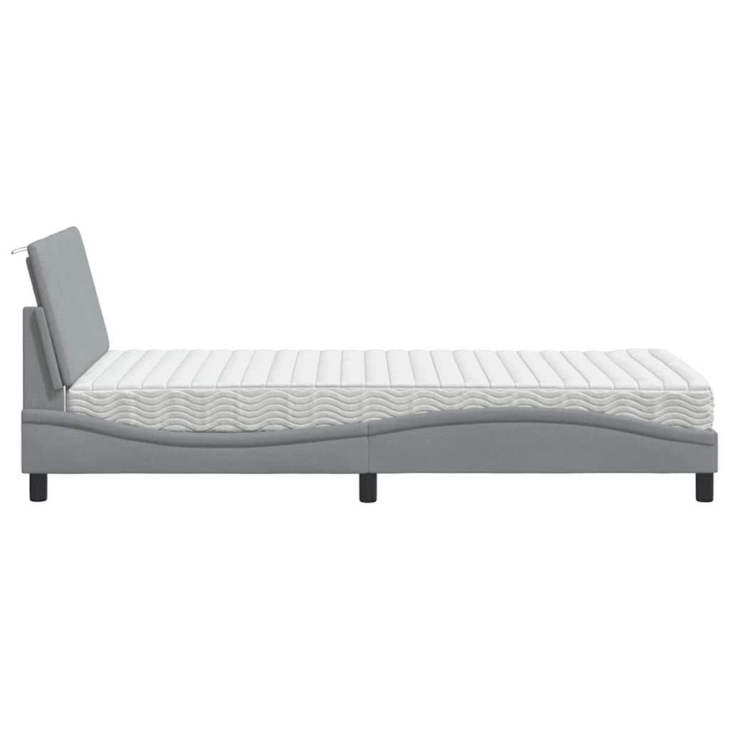 Letto con Materasso Hanko Grigio Chiaro 100x200 cm in Tessuto | homemem39