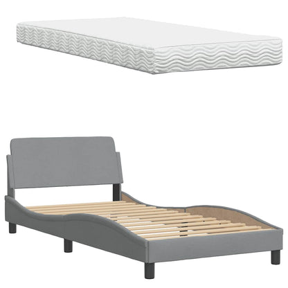 Letto con Materasso Hanko Grigio Chiaro 100x200 cm in Tessuto | homemem39