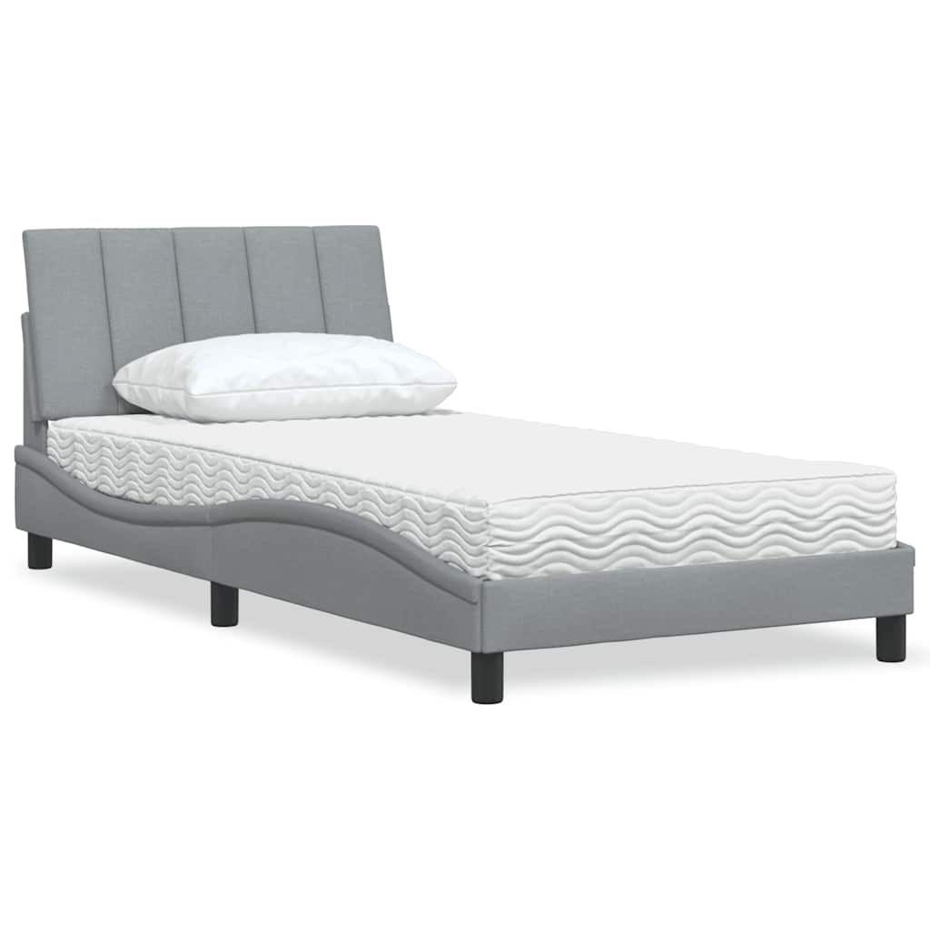Letto con Materasso Hanko Grigio Chiaro 100x200 cm in Tessuto | homemem39