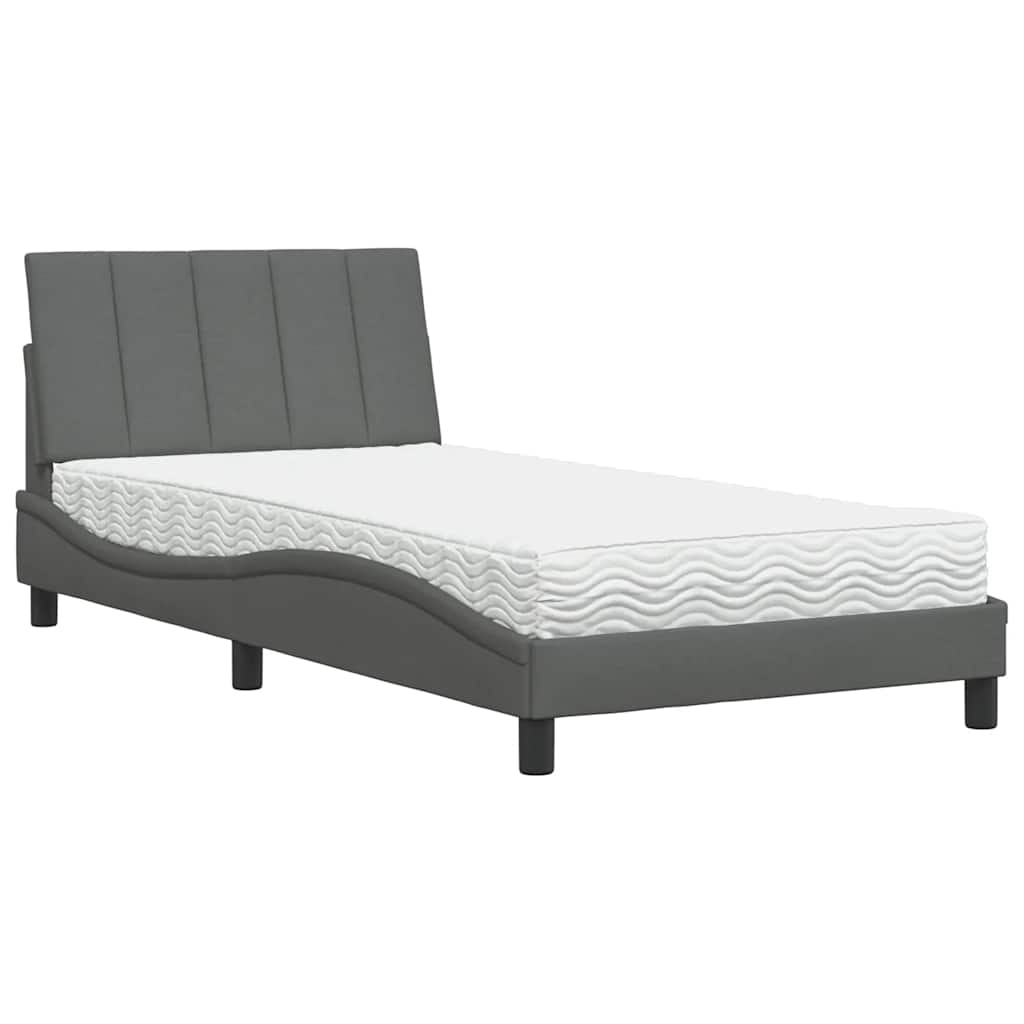 Letto con Materasso Grigio Scuro 100x200 cm in Tessuto - homemem39
