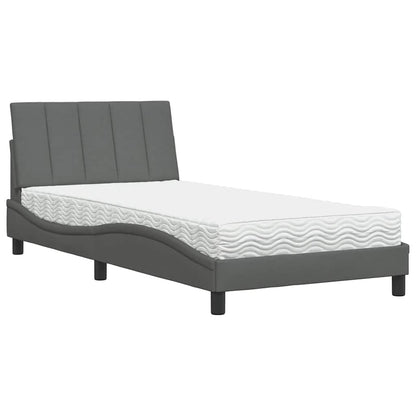 Letto con Materasso Grigio Scuro 100x200 cm in Tessuto - homemem39