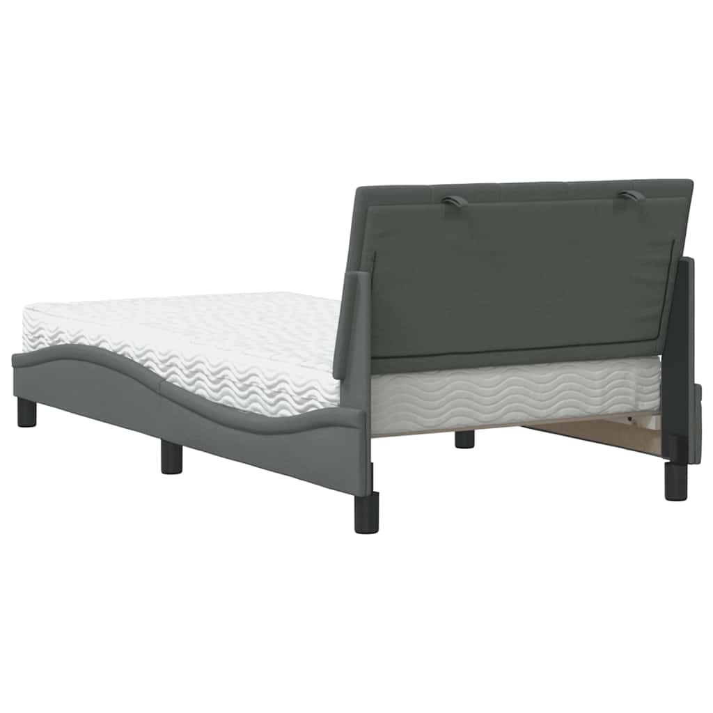 Letto con Materasso Grigio Scuro 100x200 cm in Tessuto - homemem39