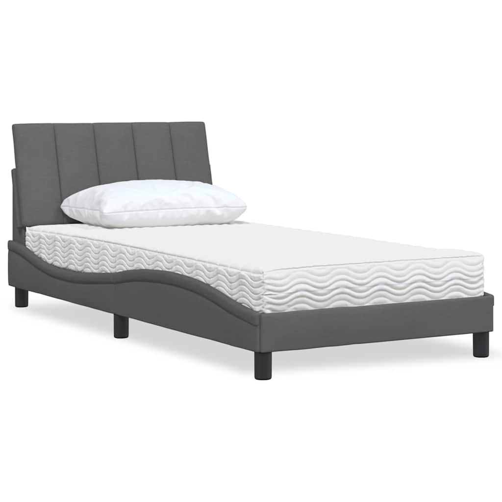 Letto con Materasso Grigio Scuro 100x200 cm in Tessuto - homemem39