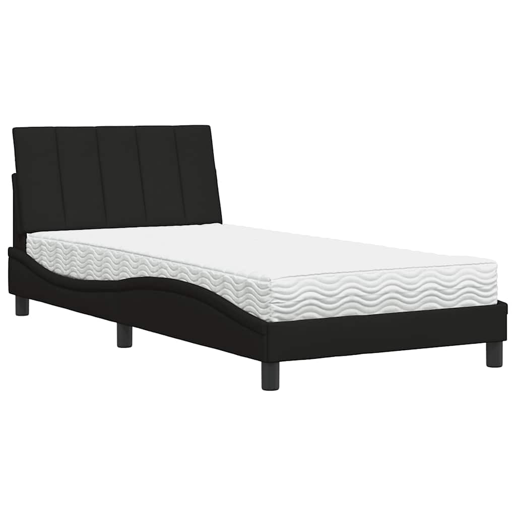 Letto con Materasso Hanko Nero 100x200 cm in Tessuto | homemem39
