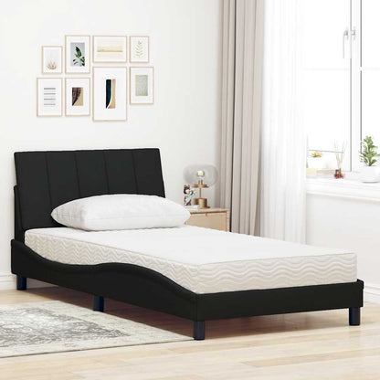 Letto con Materasso Hanko Nero 100x200 cm in Tessuto | homemem39