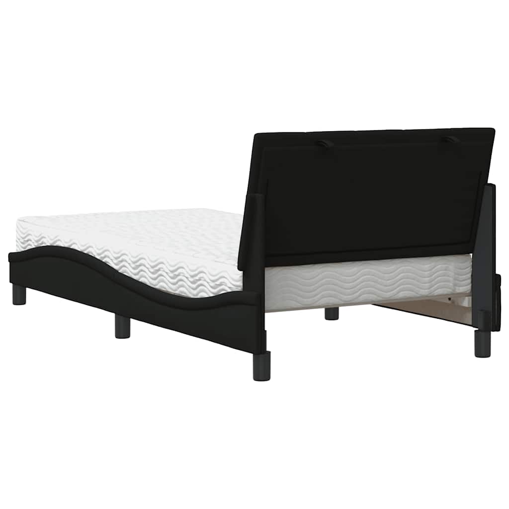 Letto con Materasso Hanko Nero 100x200 cm in Tessuto | homemem39