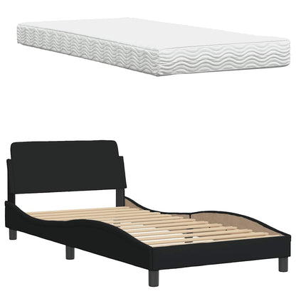 Letto con Materasso Hanko Nero 100x200 cm in Tessuto | homemem39